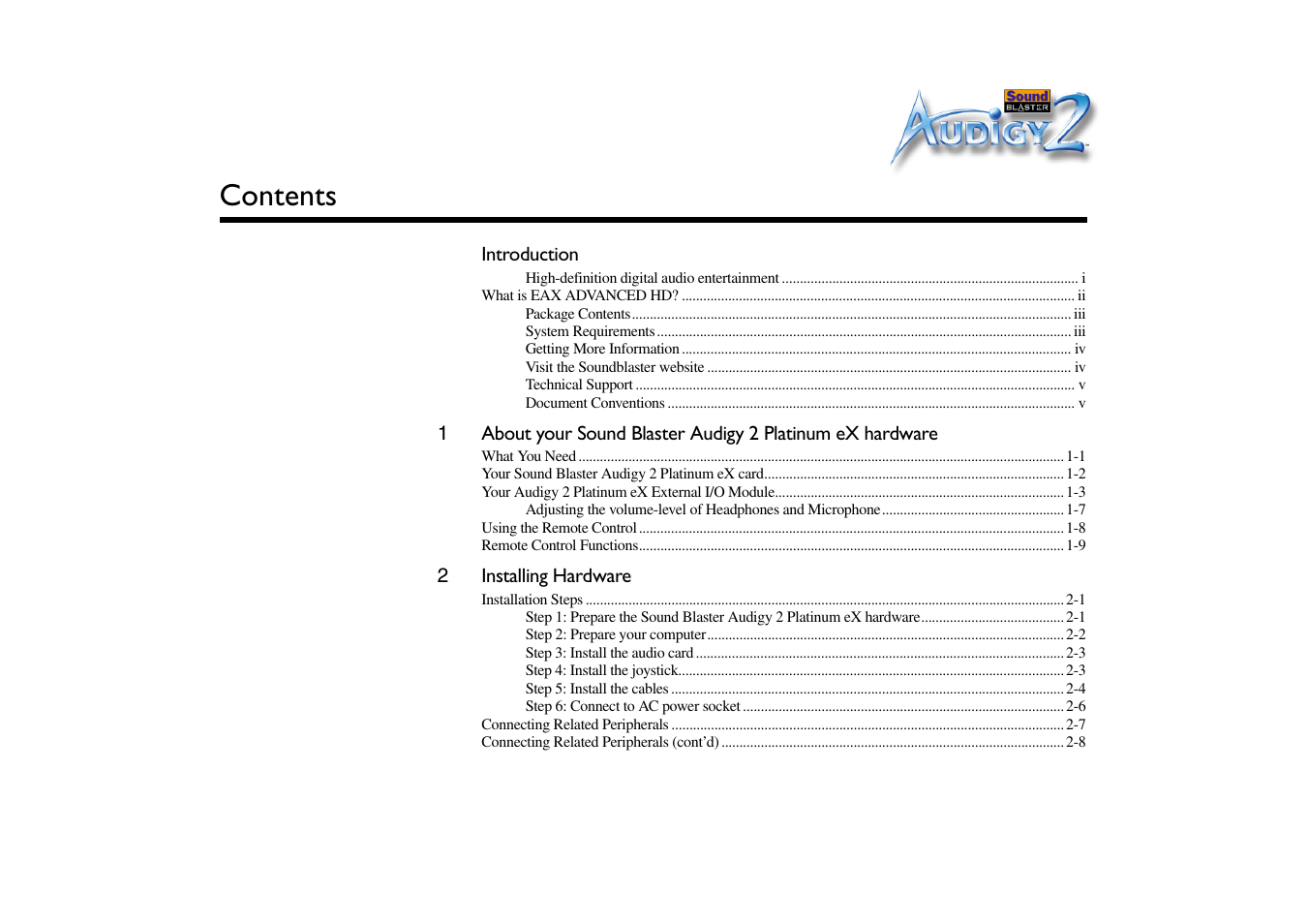 CREATIVE Sound Blaster Audigy 2 Platinum eX User Manual | Page 5 / 75