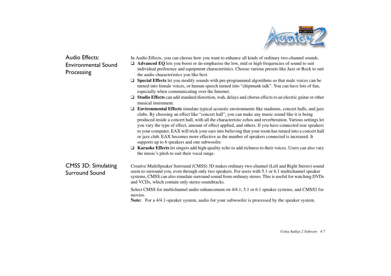 CREATIVE Sound Blaster Audigy 2 Platinum eX User Manual | Page 51 / 75