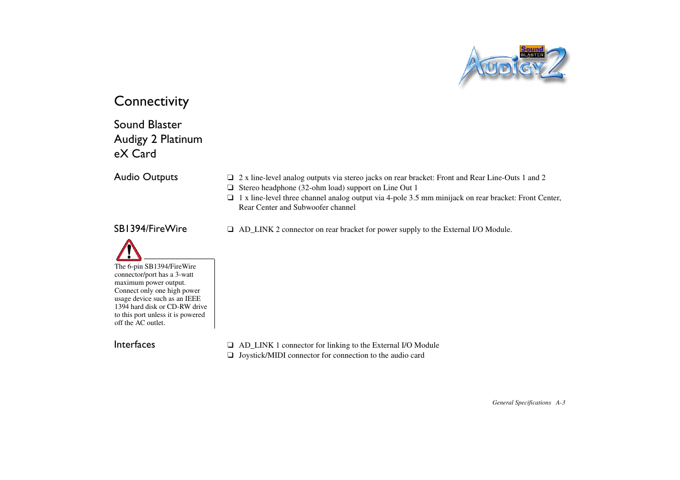 Connectivity, Sound blaster audigy 2 platinum ex card | CREATIVE Sound Blaster Audigy 2 Platinum eX User Manual | Page 58 / 75