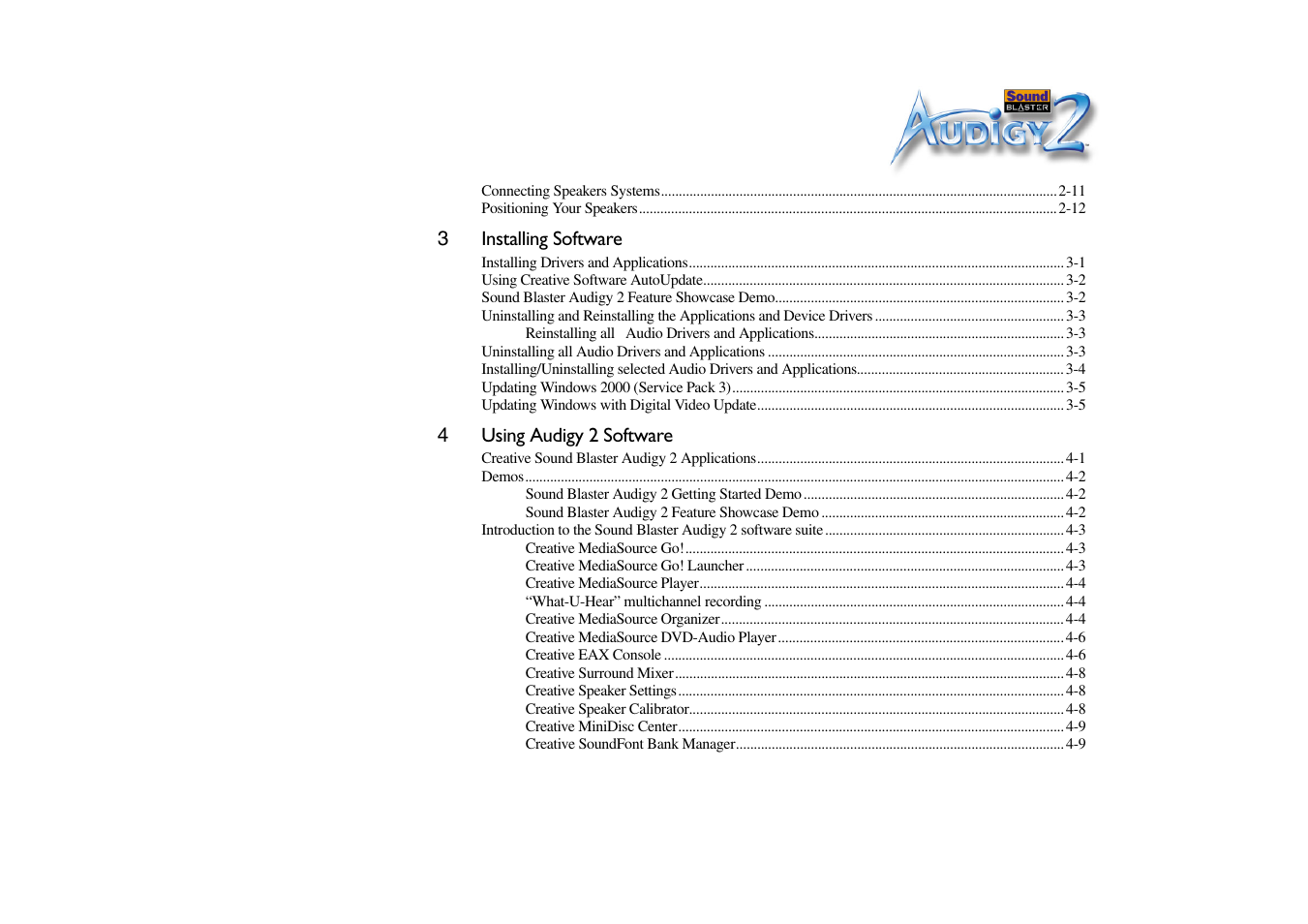 CREATIVE Sound Blaster Audigy 2 Platinum eX User Manual | Page 6 / 75
