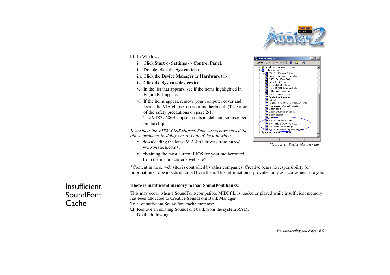 Insufficient soundfont cache | CREATIVE Sound Blaster Audigy 2 Platinum eX User Manual | Page 66 / 75