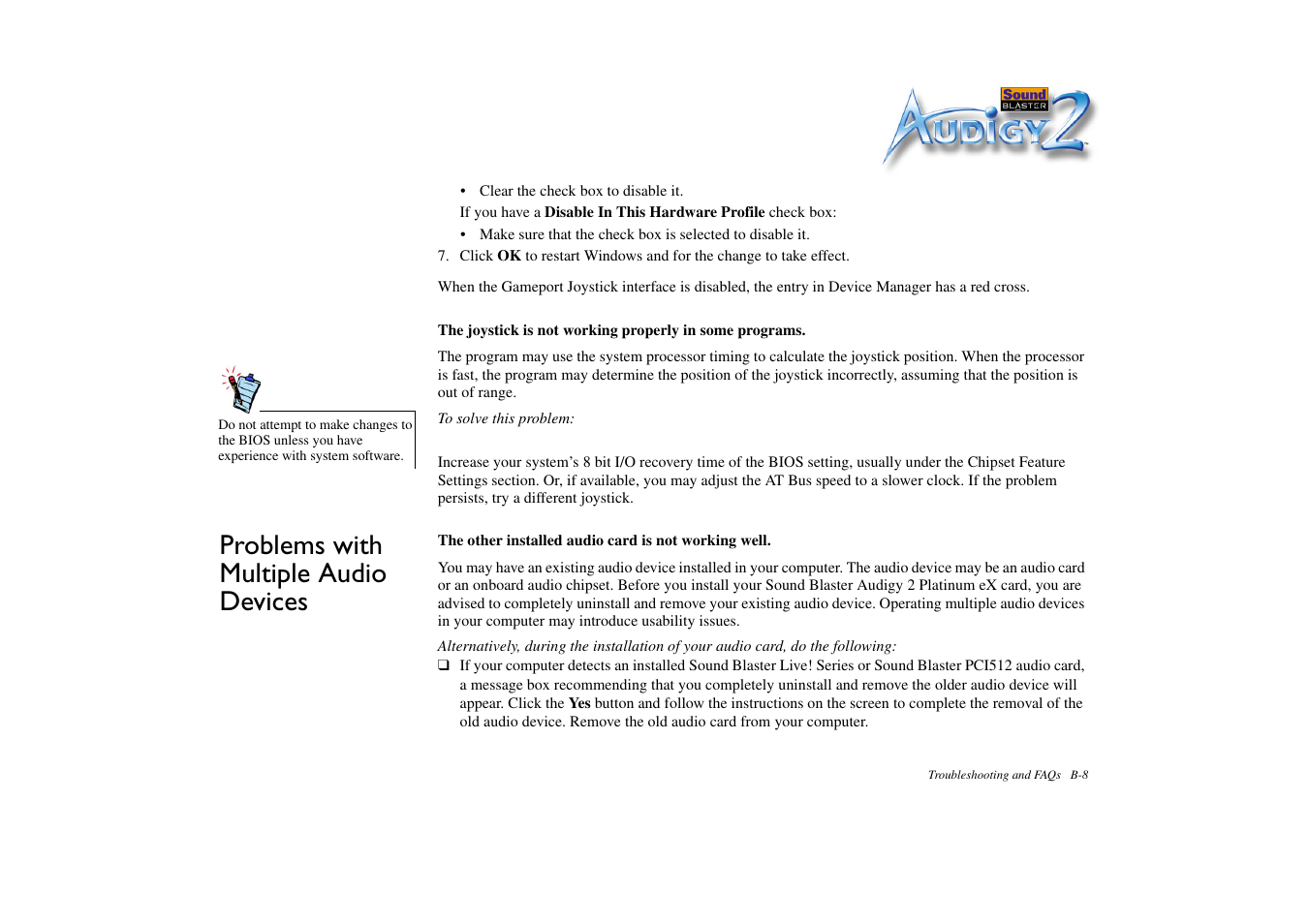 Problems with multiple audio devices | CREATIVE Sound Blaster Audigy 2 Platinum eX User Manual | Page 68 / 75