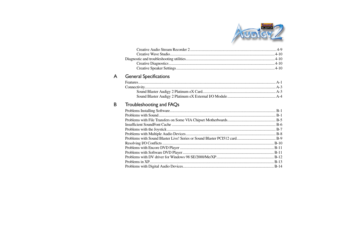 CREATIVE Sound Blaster Audigy 2 Platinum eX User Manual | Page 7 / 75