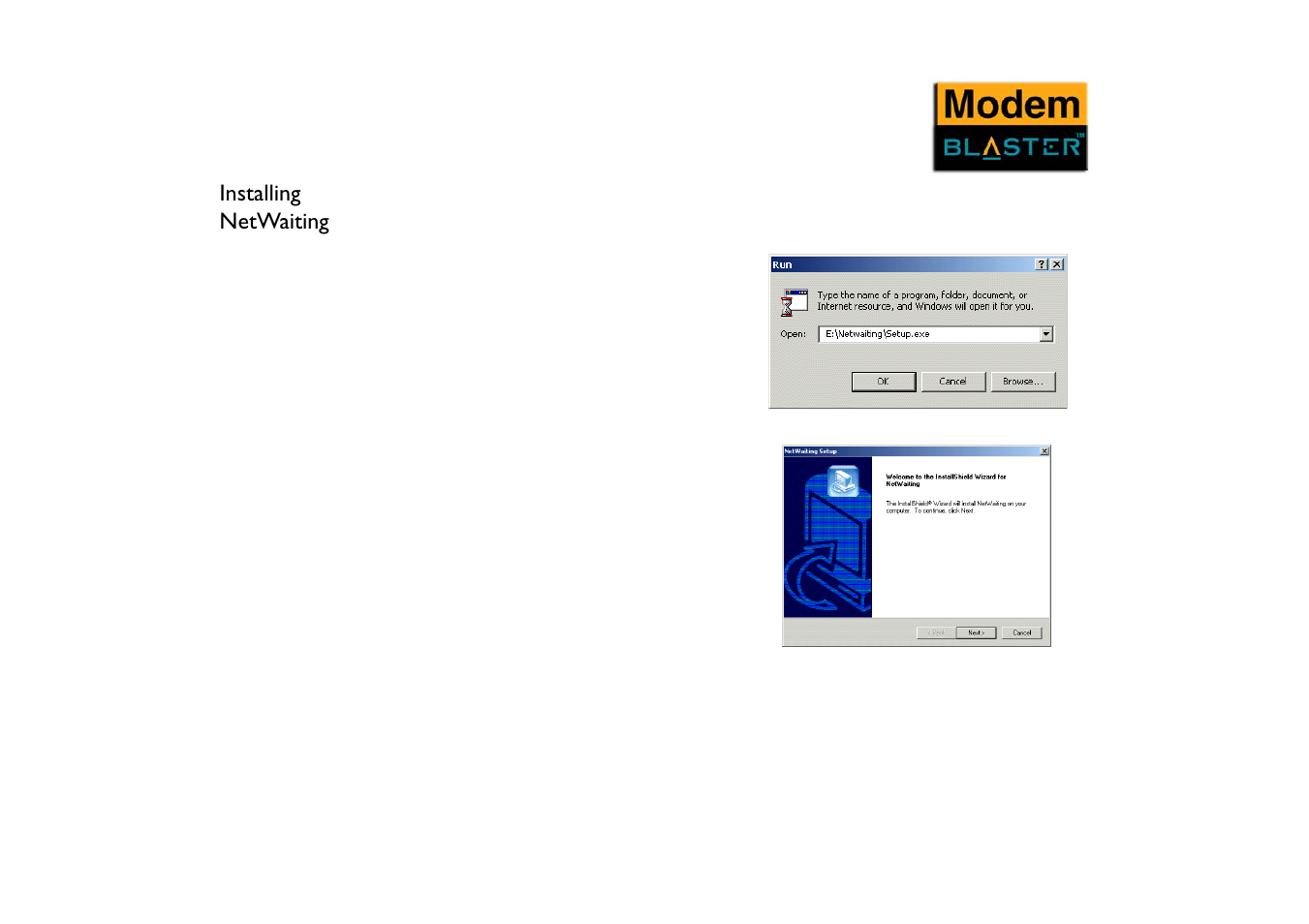 Installing netwaiting | CREATIVE Blaster Modem User Manual | Page 30 / 61