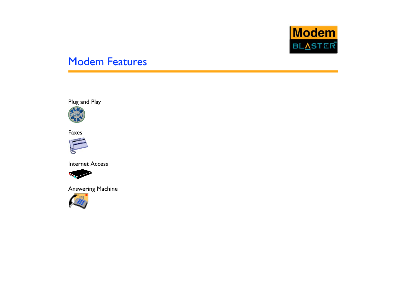 Modem features | CREATIVE Blaster Modem User Manual | Page 40 / 61