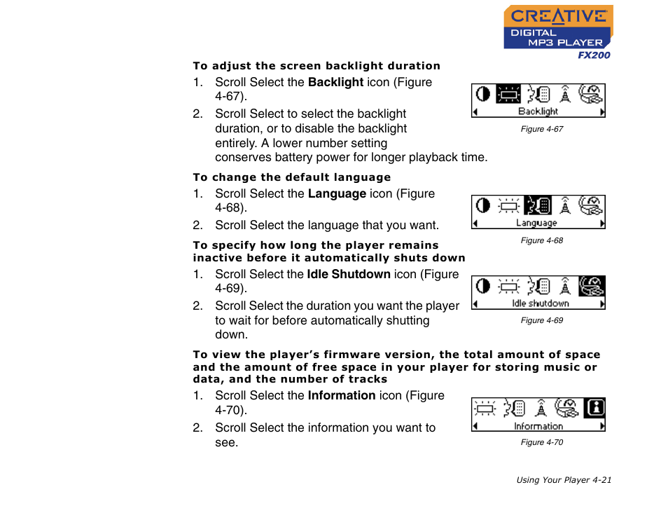 CREATIVE Digital MP3 Player FX200 User Manual | Page 42 / 62
