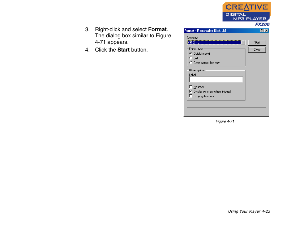 CREATIVE Digital MP3 Player FX200 User Manual | Page 44 / 62