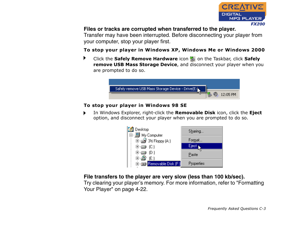 CREATIVE Digital MP3 Player FX200 User Manual | Page 60 / 62
