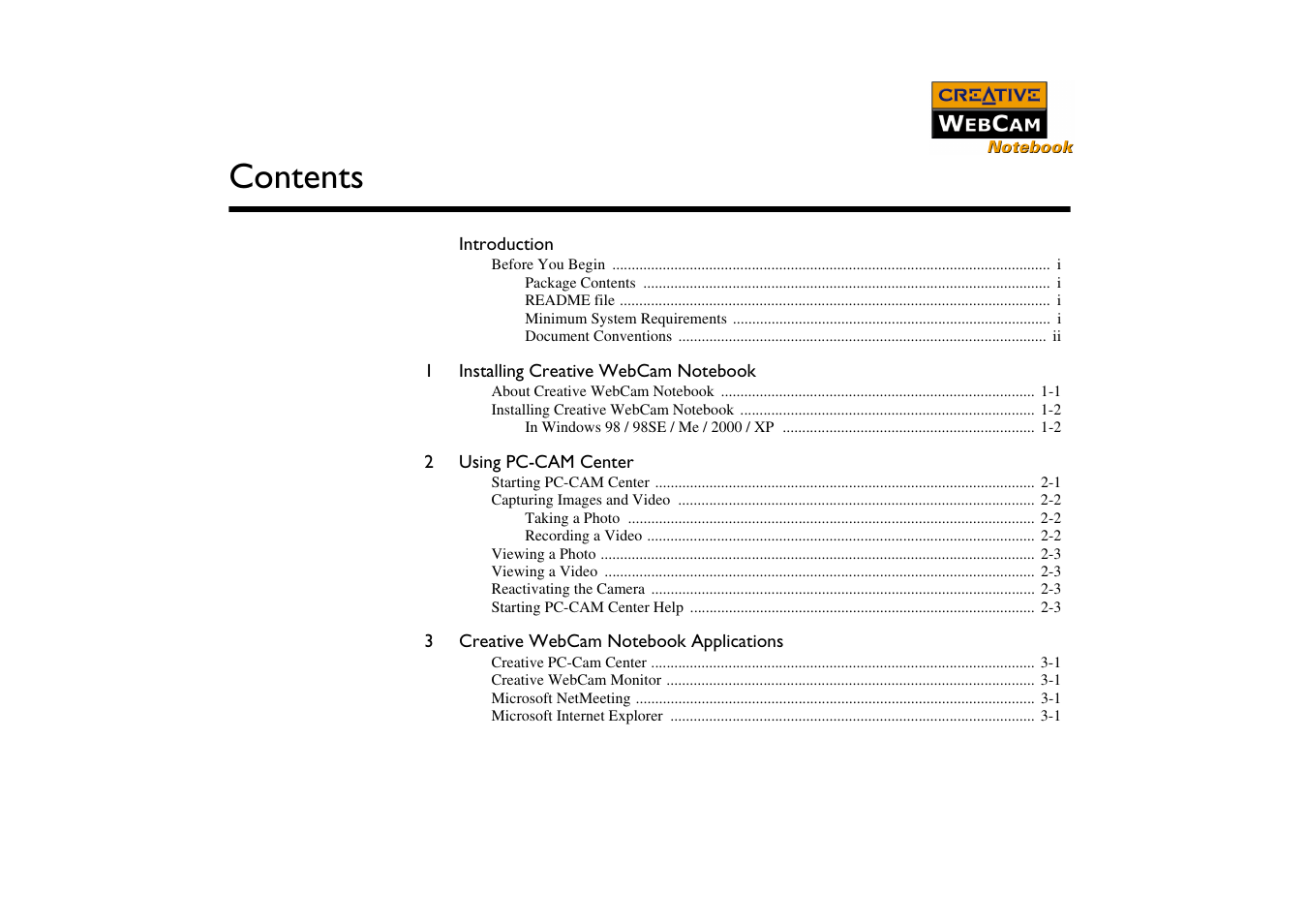 CREATIVE Webcam Notebook User Manual | Page 4 / 28