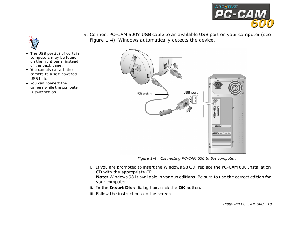 CREATIVE PC-CAM 600 User Manual | Page 22 / 52