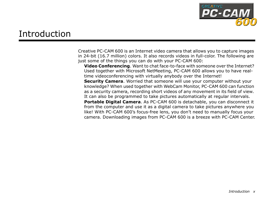 Introduction | CREATIVE PC-CAM 600 User Manual | Page 8 / 52