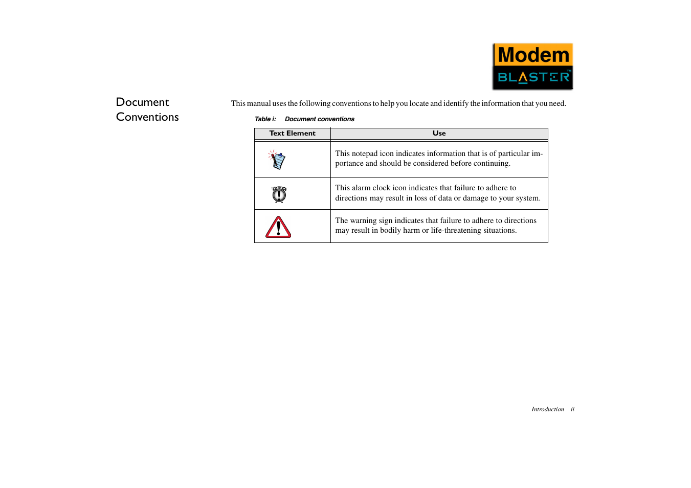 Document conventions | CREATIVE Modem Blaster DE5773 User Manual | Page 6 / 38