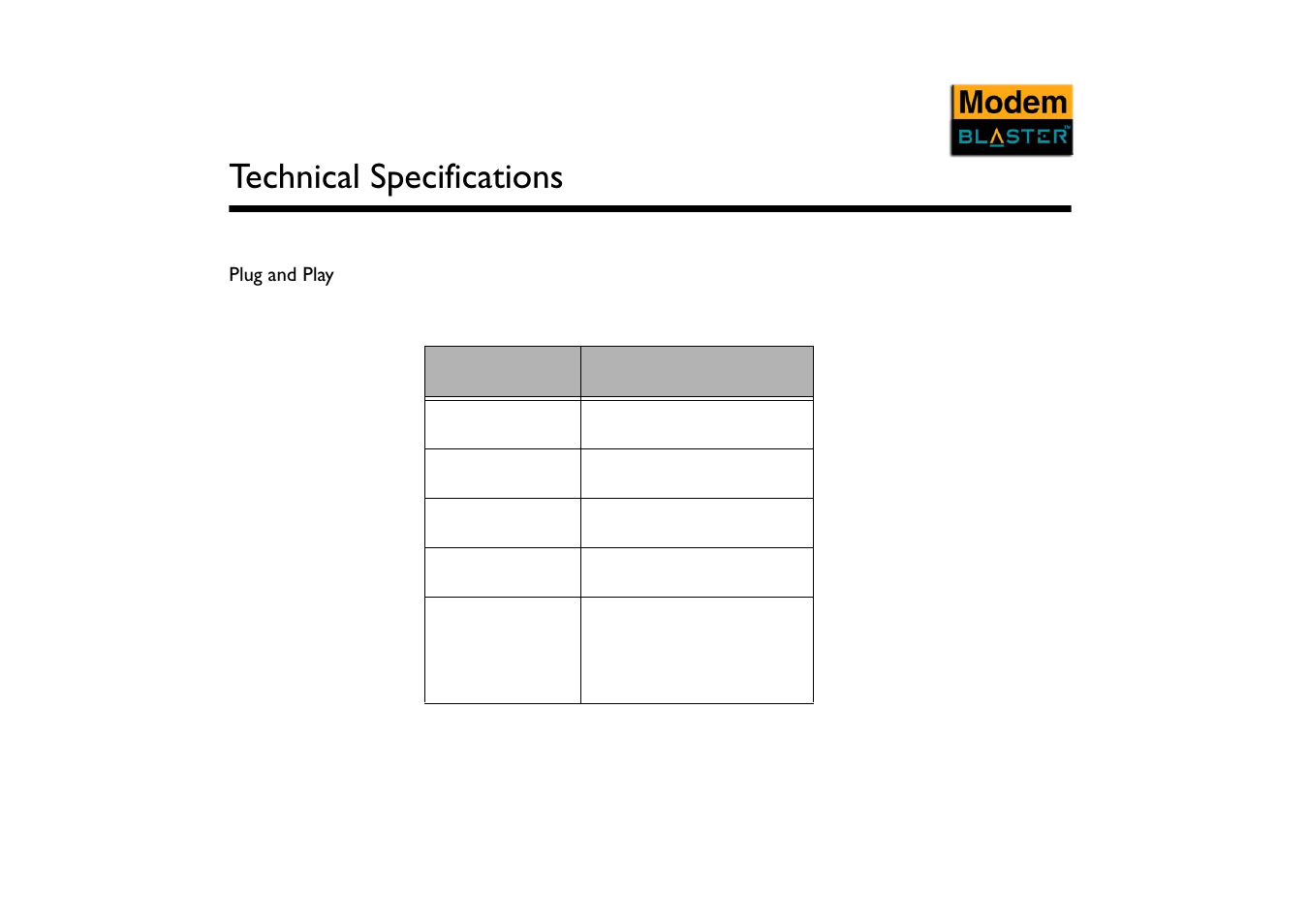 Technical specifications | CREATIVE Modem Blaster V.92 PCI DI5732 User Manual | Page 34 / 46