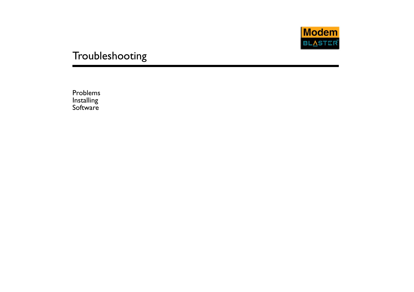 Problems installing software, Troubleshooting | CREATIVE Modem Blaster V.92 PCI DI5732 User Manual | Page 37 / 46
