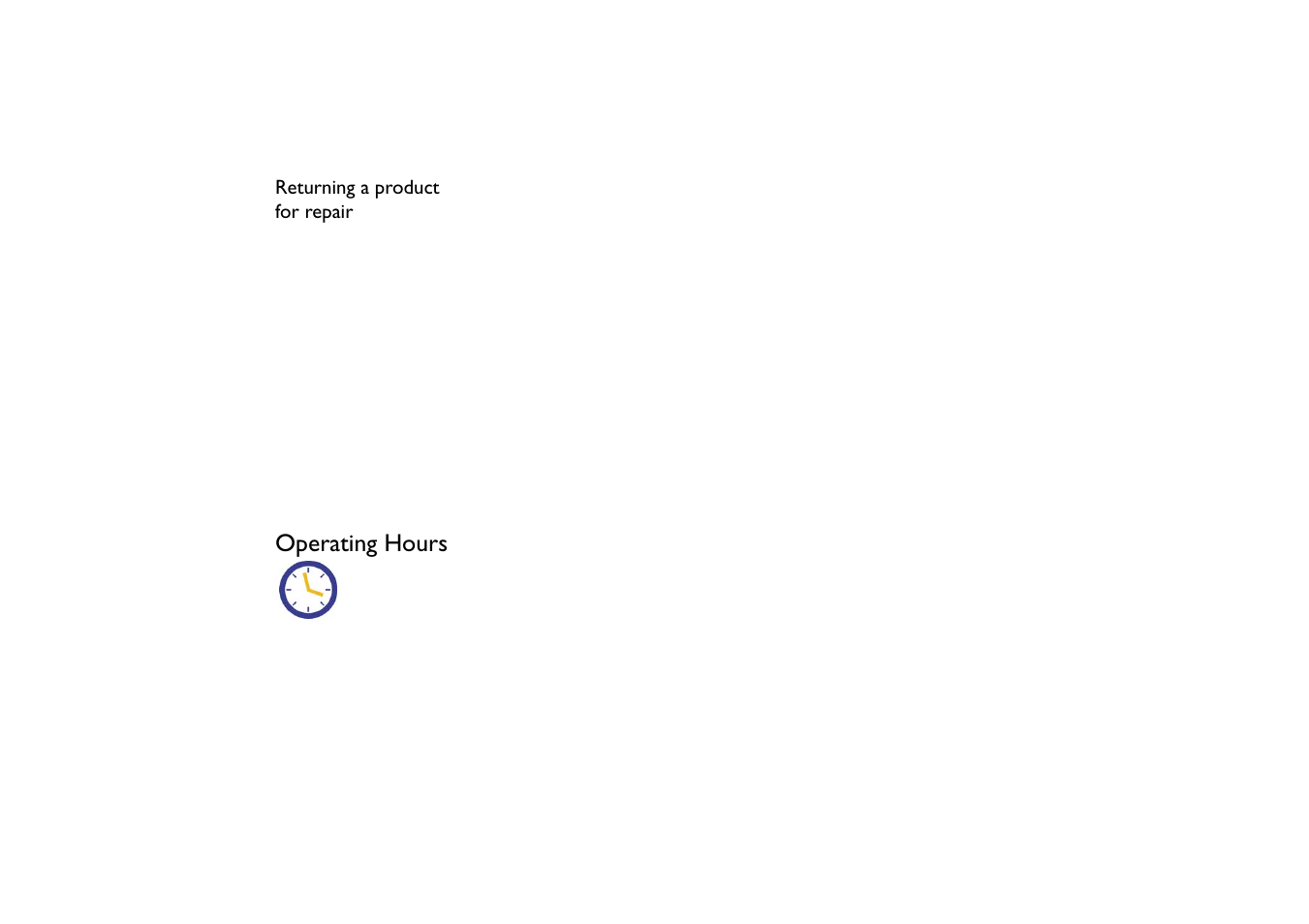 Returning a product for repair, Operating hours | CREATIVE Modem Blaster V.92 PCI DI5732 User Manual | Page 44 / 46