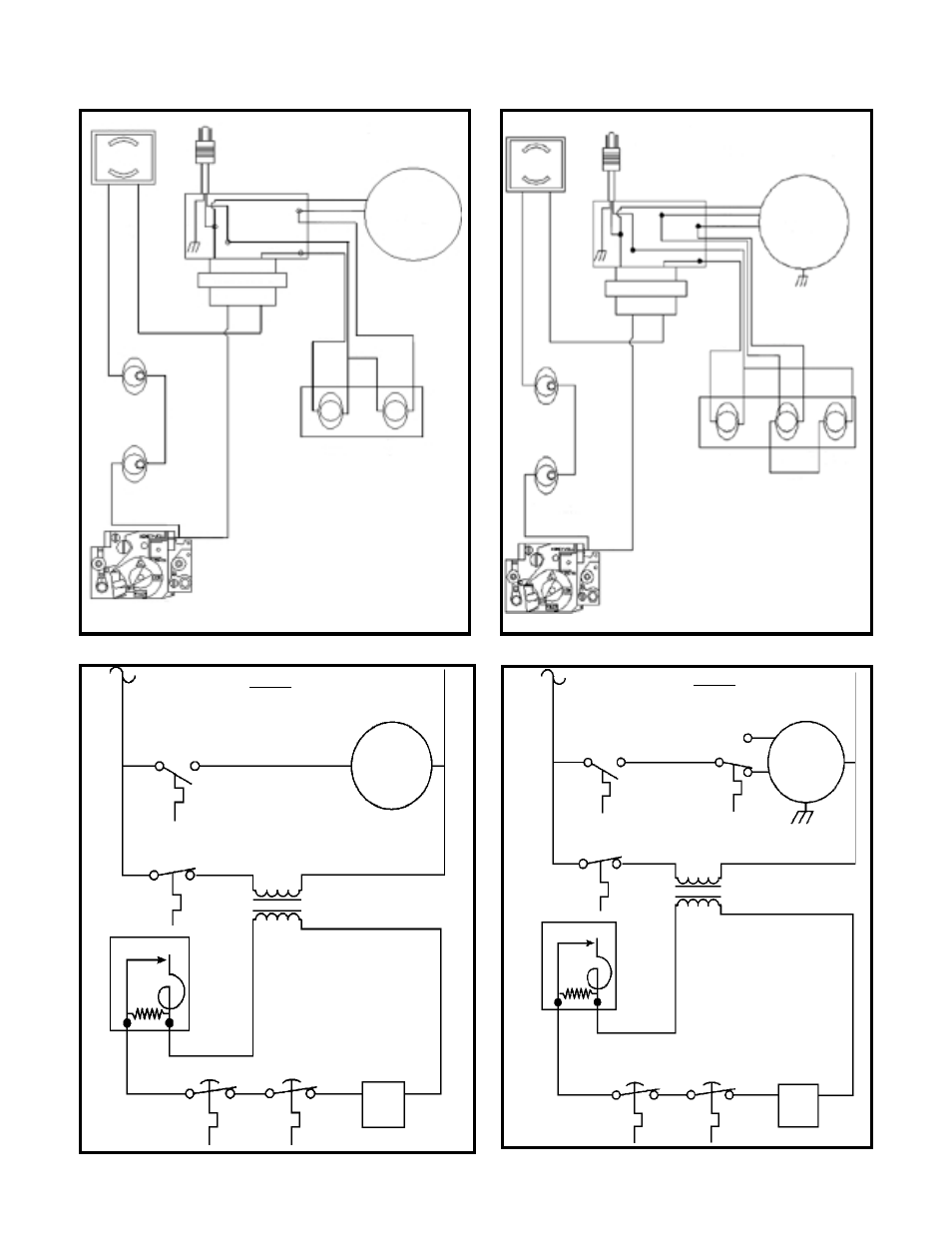 Motor, Page 14, Thermostat power cord | Spill switch limit switch fan switch, Gas valve, Amps 1.95, Amps 2.25, Th tr | Louisville Tin and Stove CF504C-H User Manual | Page 14 / 27