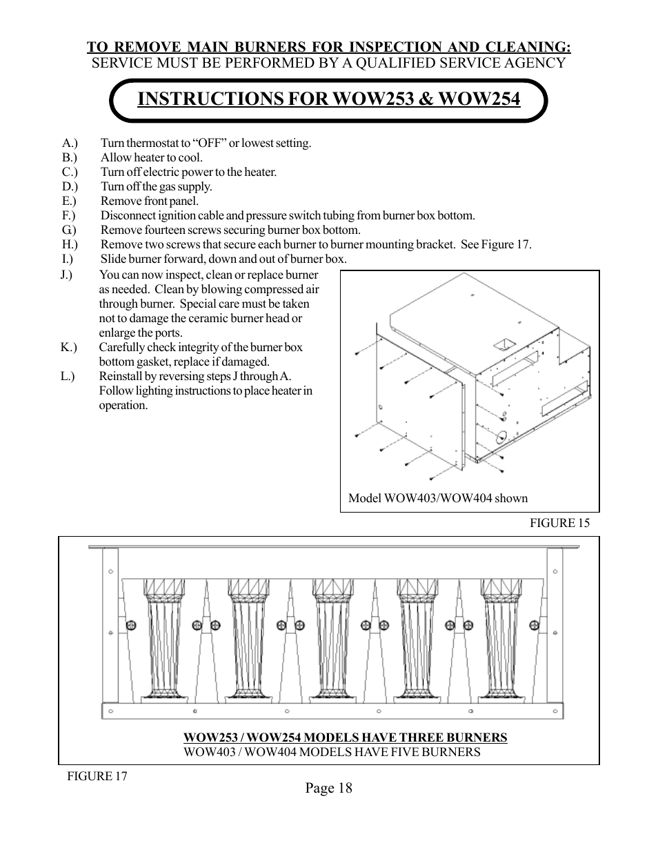 Louisville Tin and Stove WOW254 User Manual | Page 18 / 29