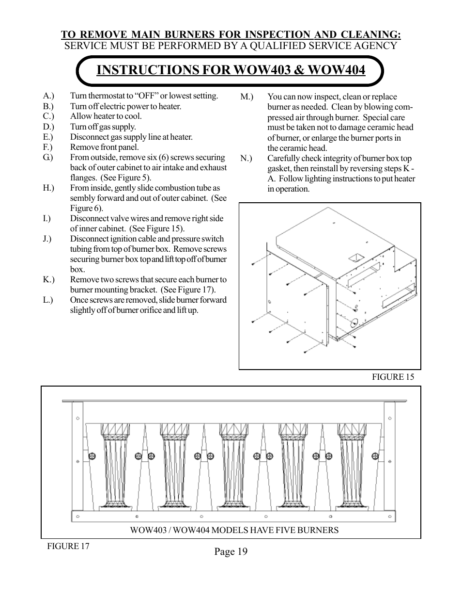 Louisville Tin and Stove WOW254 User Manual | Page 19 / 29