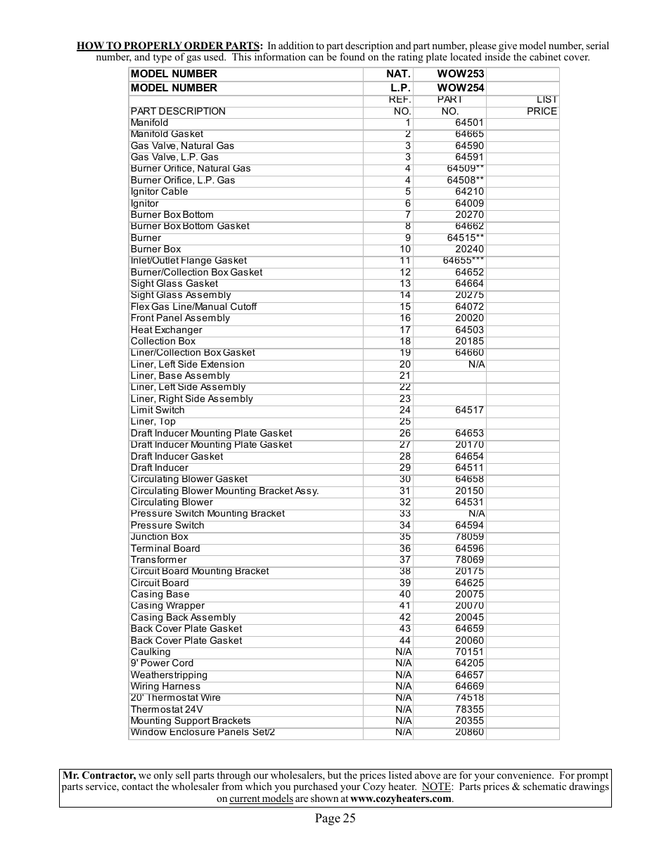 Page 25 | Louisville Tin and Stove WOW254 User Manual | Page 25 / 29