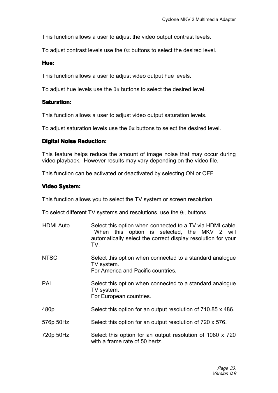 CyClone MKV 1080P User Manual | Page 33 / 44