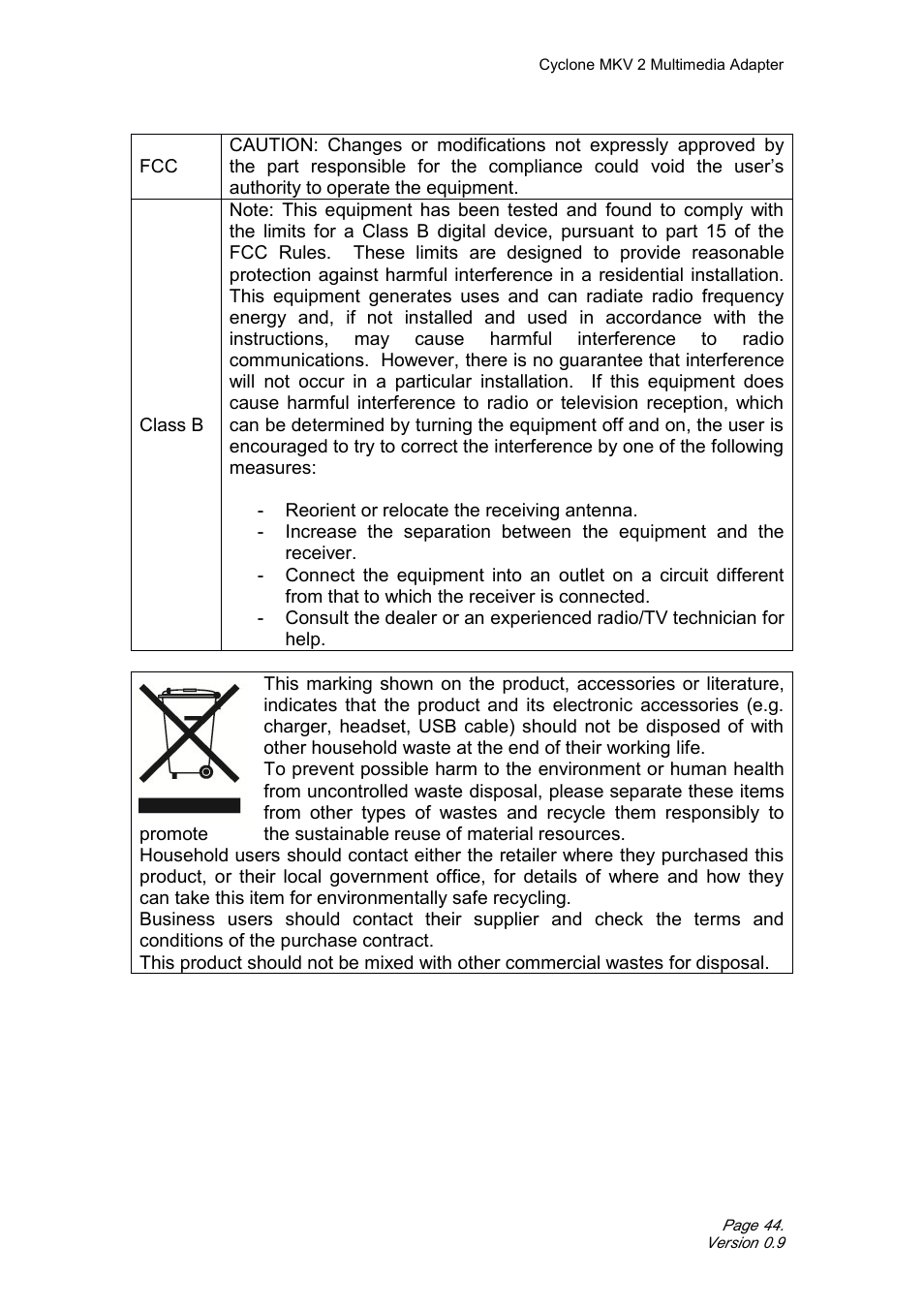 CyClone MKV 1080P User Manual | Page 44 / 44
