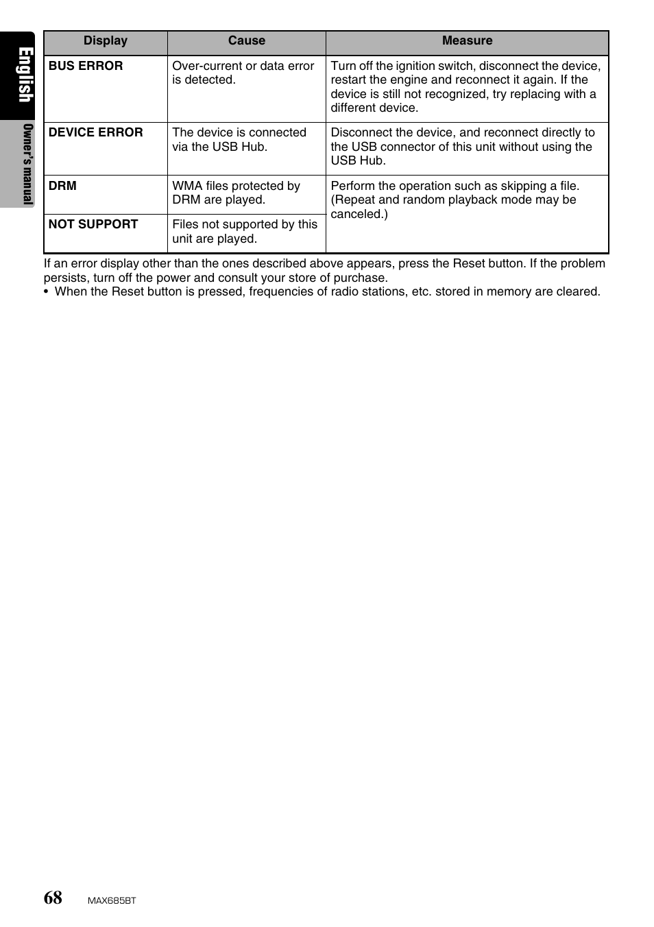 English | Clarion MAX685BT User Manual | Page 70 / 83