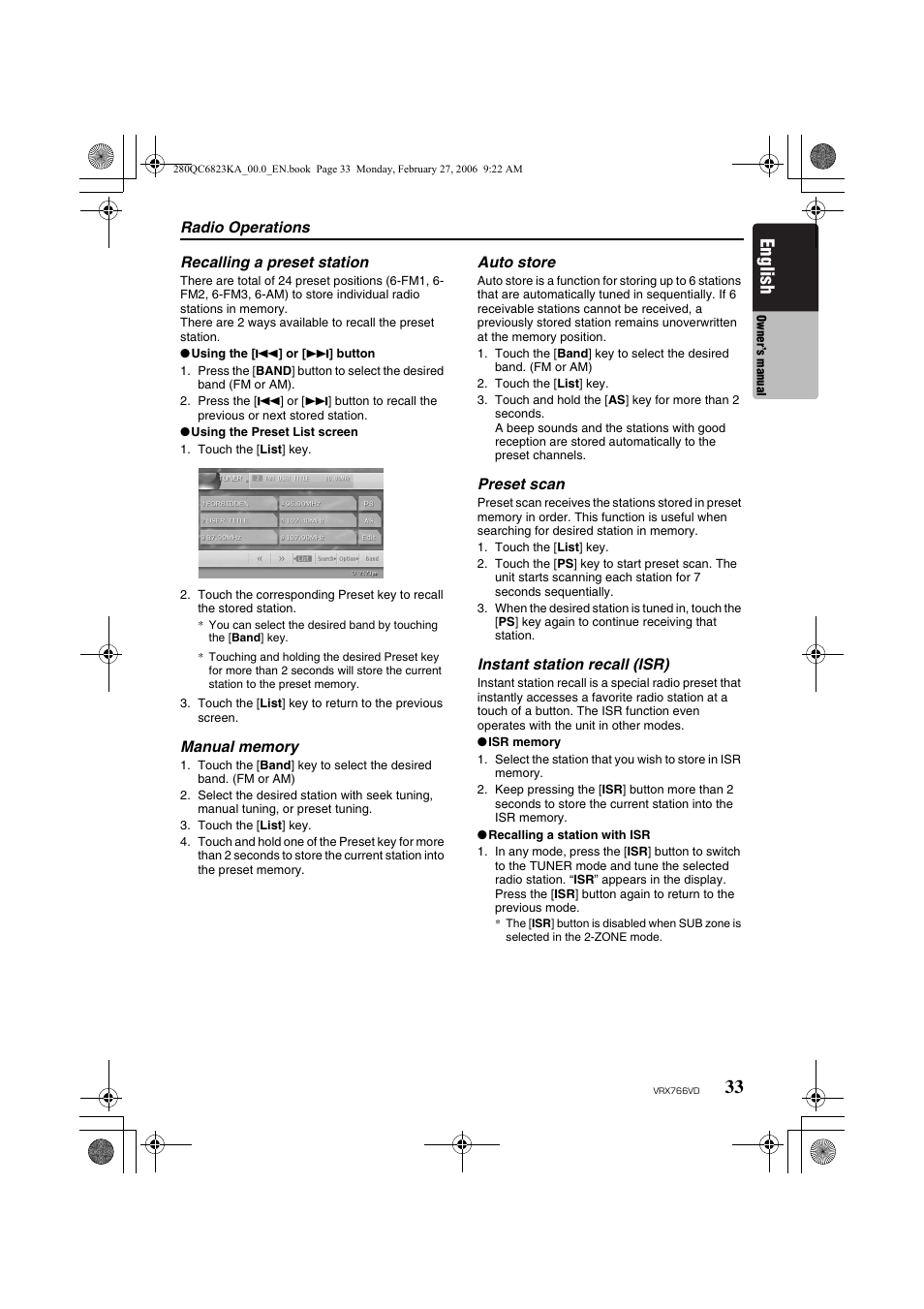 English | Clarion VRX766VD User Manual | Page 33 / 76