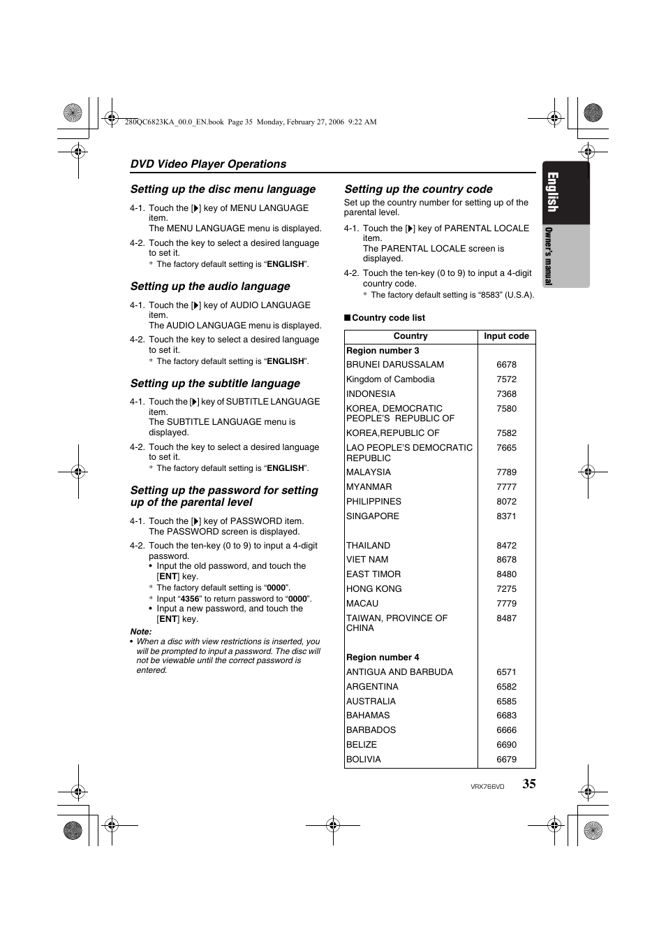English | Clarion VRX766VD User Manual | Page 35 / 76