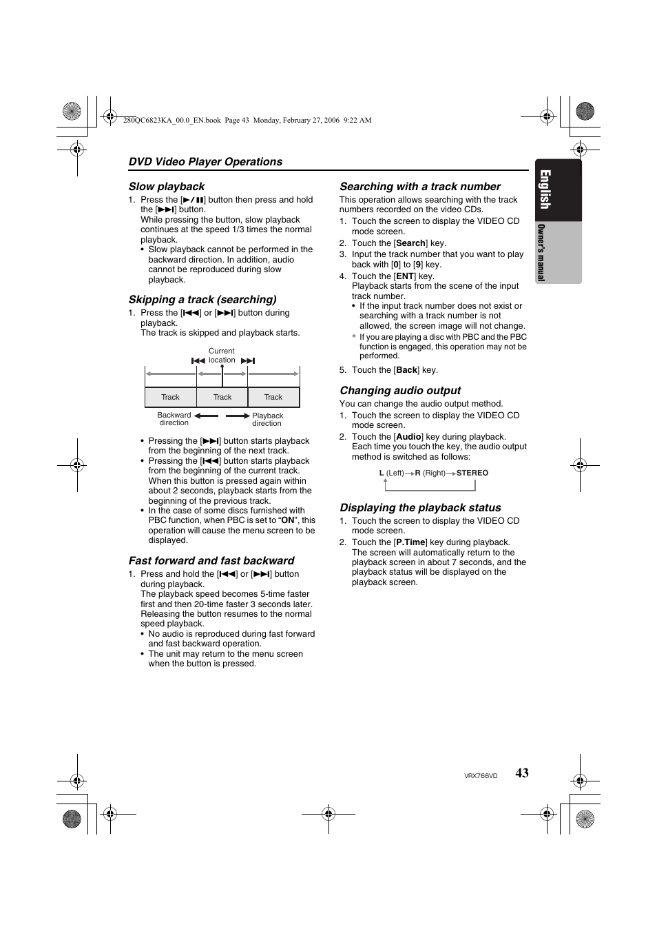 English | Clarion VRX766VD User Manual | Page 43 / 76