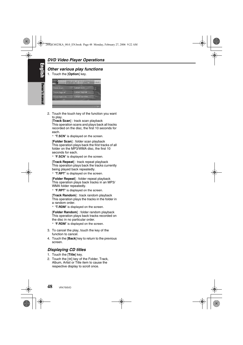 English | Clarion VRX766VD User Manual | Page 48 / 76