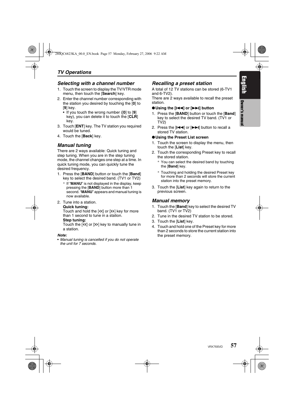 English | Clarion VRX766VD User Manual | Page 57 / 76