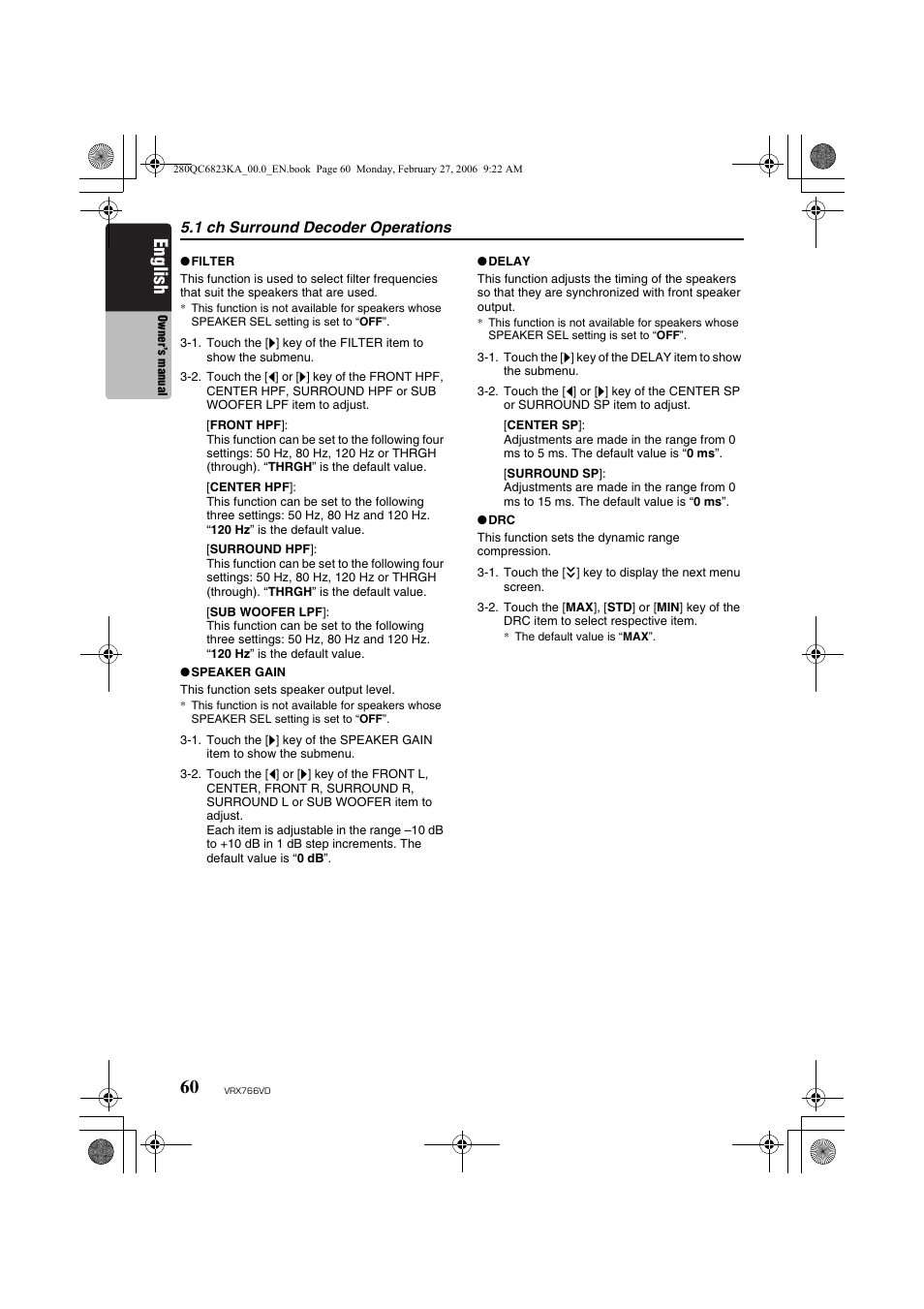 English | Clarion VRX766VD User Manual | Page 60 / 76