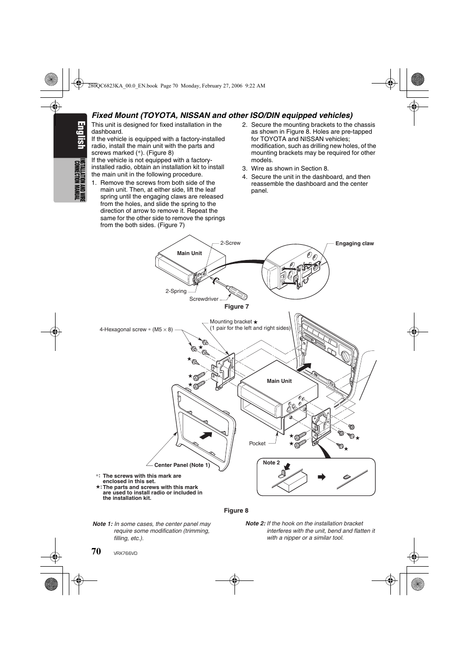 English | Clarion VRX766VD User Manual | Page 70 / 76