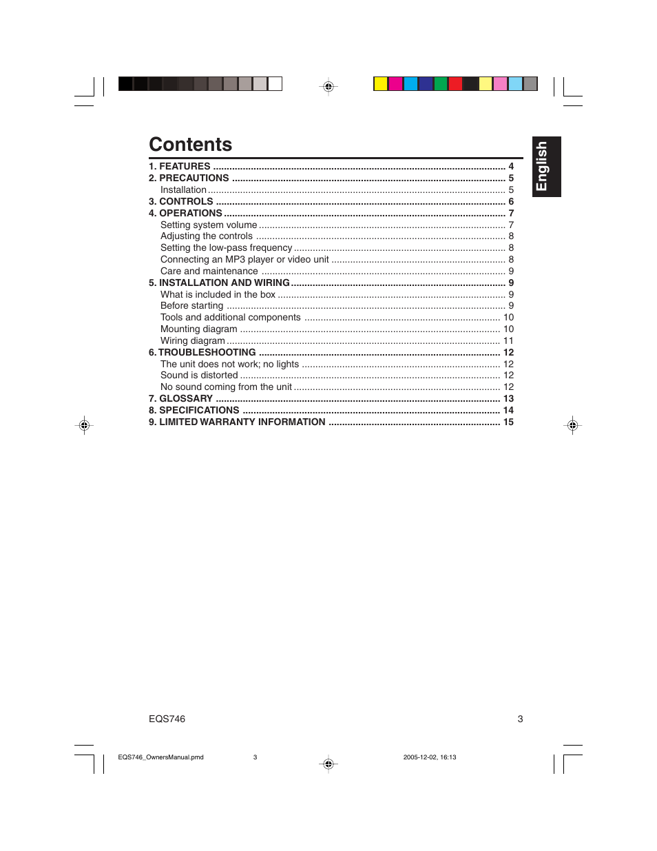 Clarion EQS746 User Manual | Page 3 / 16