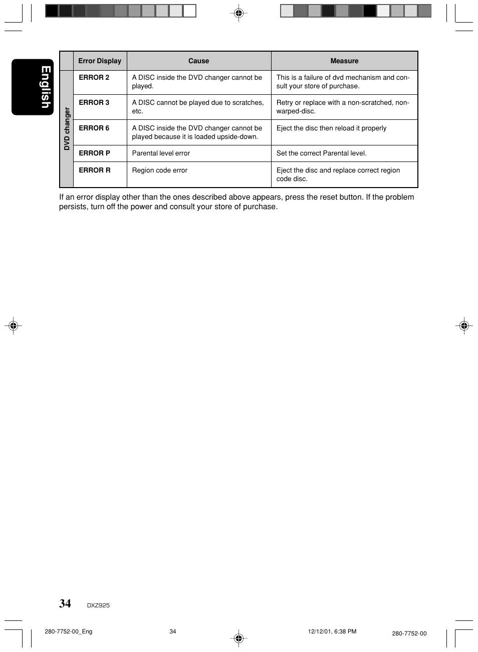 English | Clarion DXZ925 User Manual | Page 30 / 30