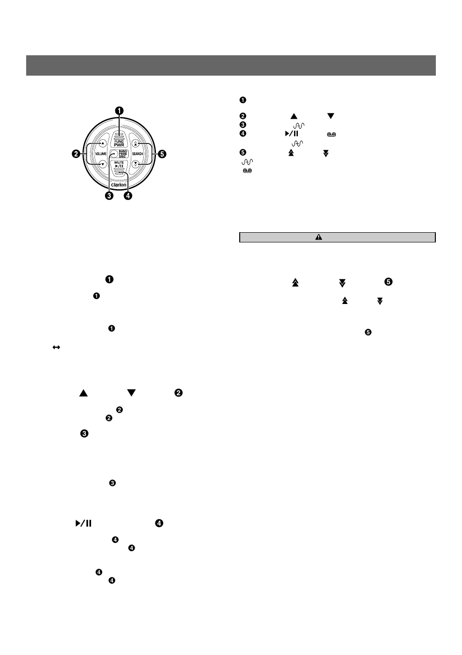 Wired remote control unit operations | Clarion XMA2 User Manual | Page 4 / 12