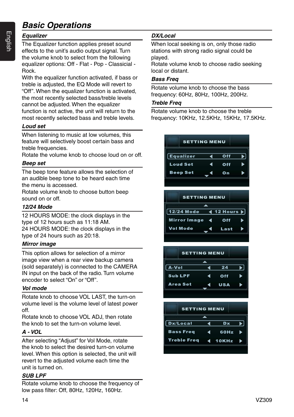 Basic operations | Clarion VZ309 User Manual | Page 14 / 36
