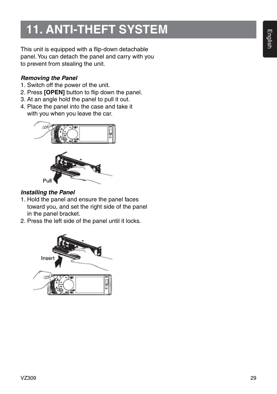 Anti-theft system | Clarion VZ309 User Manual | Page 29 / 36