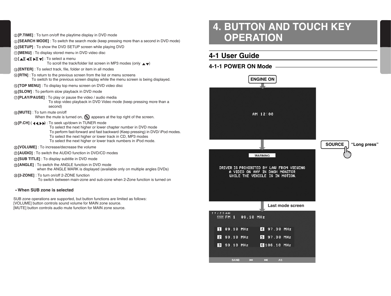 Button and touch key operation, 1 user guide, 16 english | 15 english | Clarion VRX585USB User Manual | Page 15 / 66