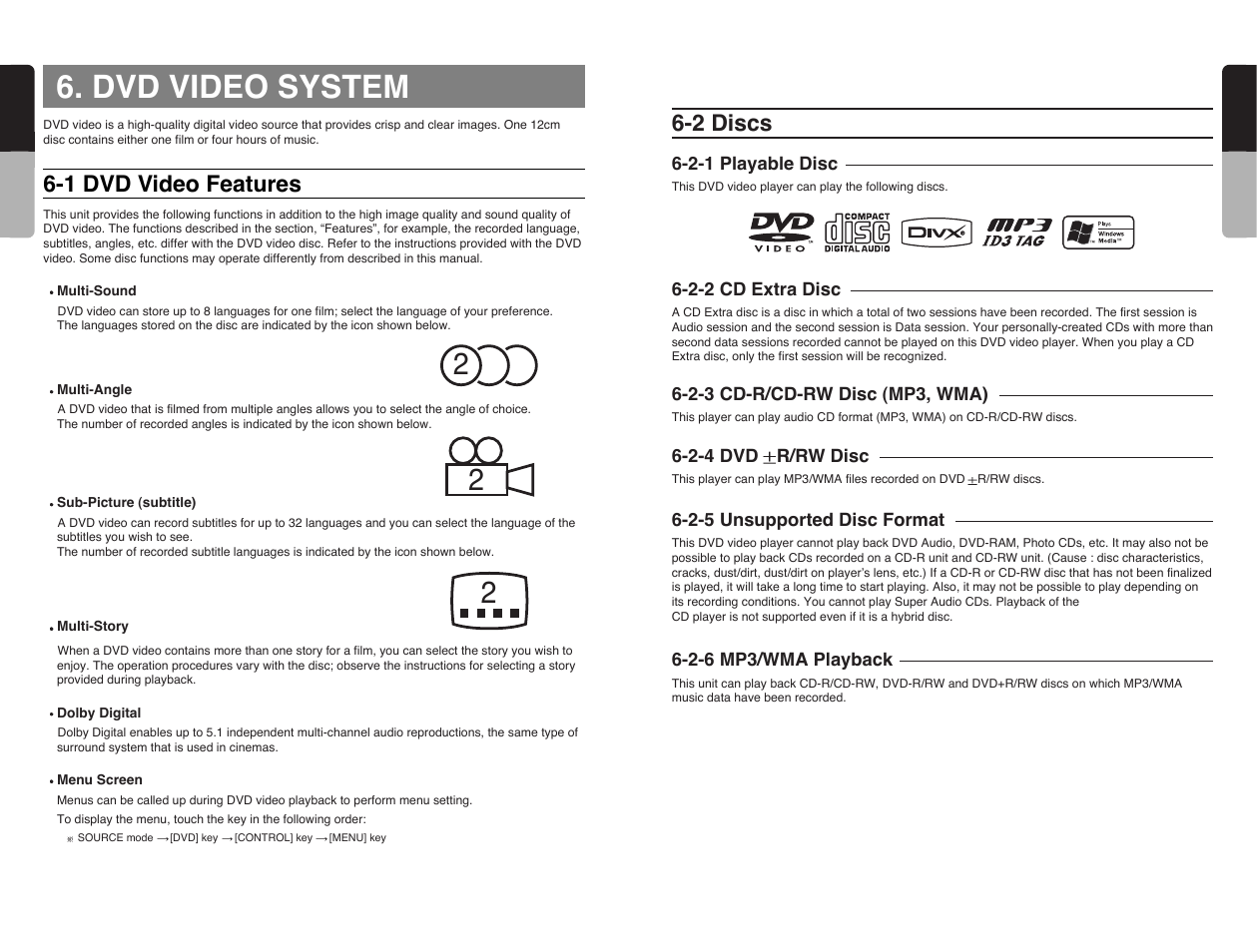 Dvd video system, 2 discs, 1 dvd video features | 26 english, 25 english | Clarion VRX585USB User Manual | Page 24 / 66