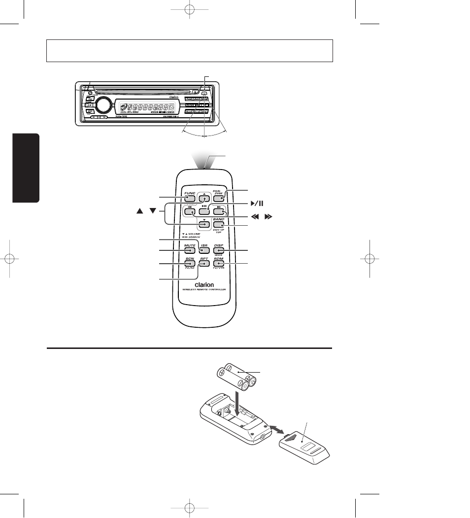 Remote control (db335 only), English, Inserting the batteries | Clarion DB235 User Manual | Page 6 / 14