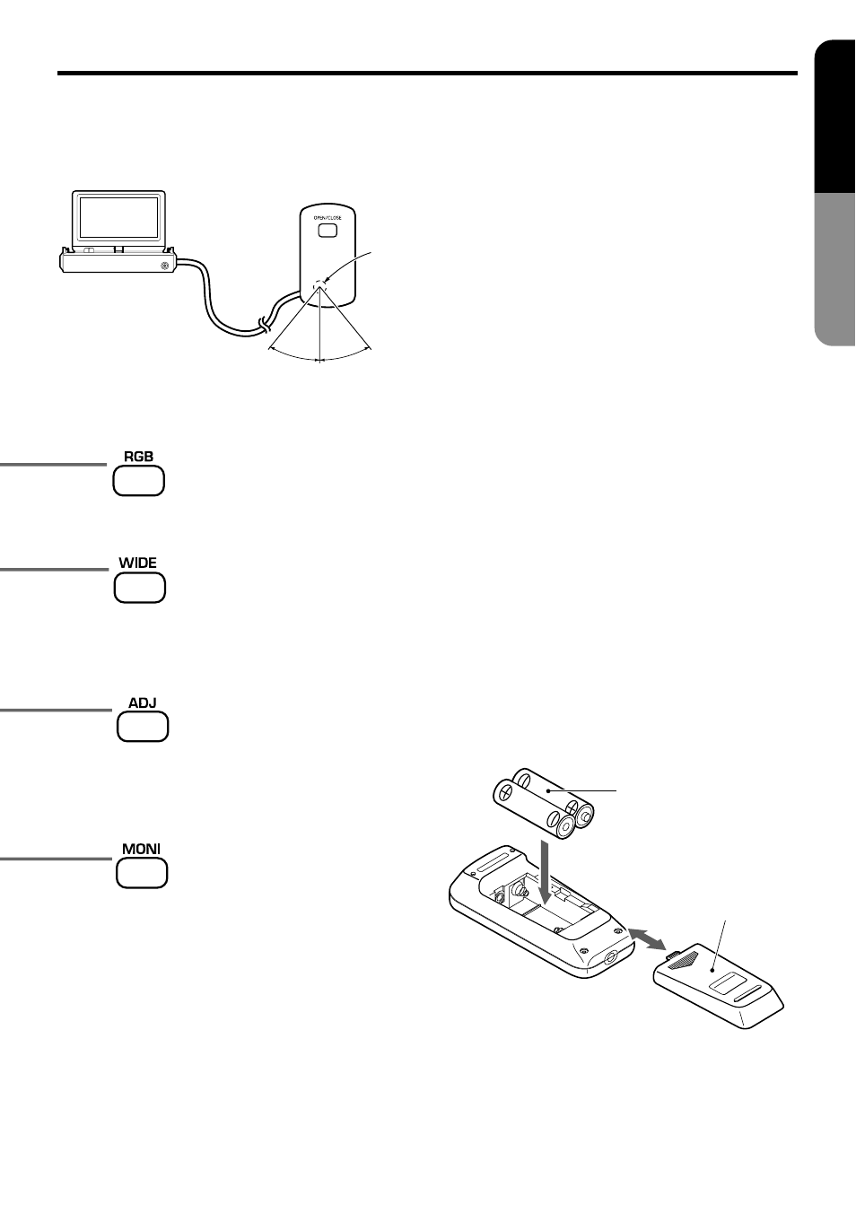 11 english, Remote control, Remote control operation | Inserting the batteries | Clarion VMA7483 User Manual | Page 11 / 19