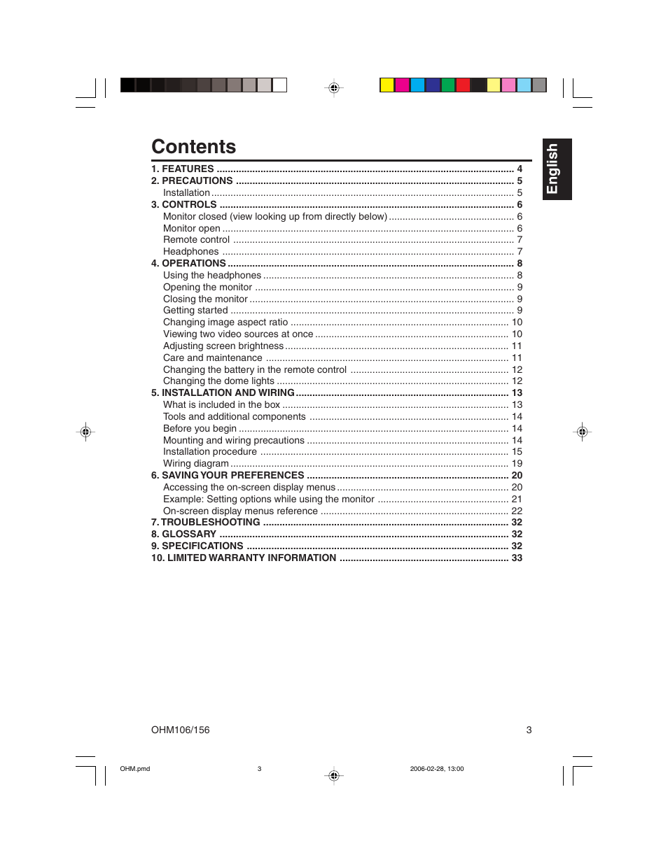 Clarion OHM156 User Manual | Page 3 / 36