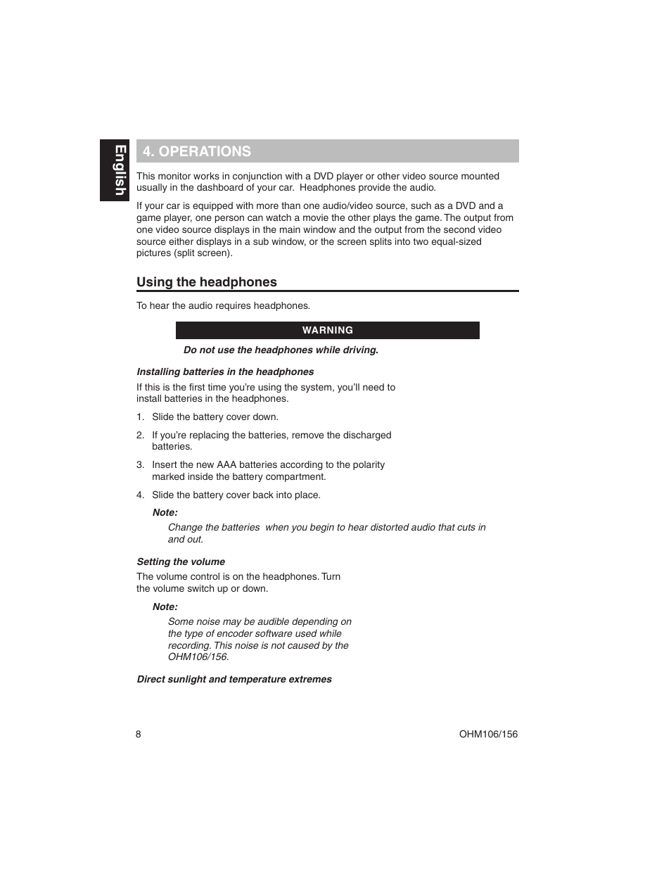 English 4. operations | Clarion OHM156 User Manual | Page 8 / 36
