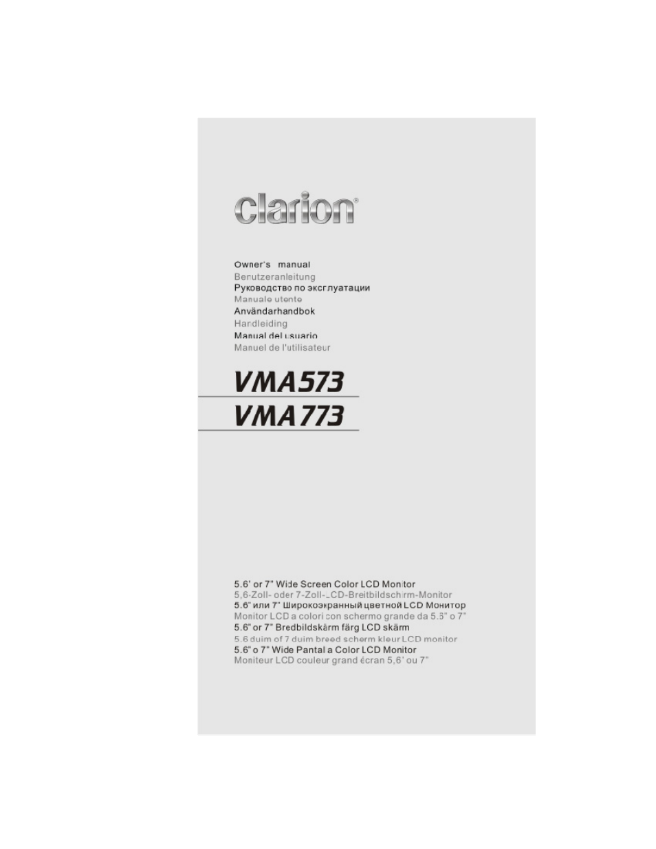 Clarion VMA773 User Manual | 33 pages