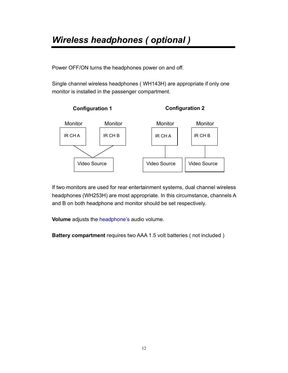 Wireless headphones ( optional ) | Clarion VMA773 User Manual | Page 12 / 33