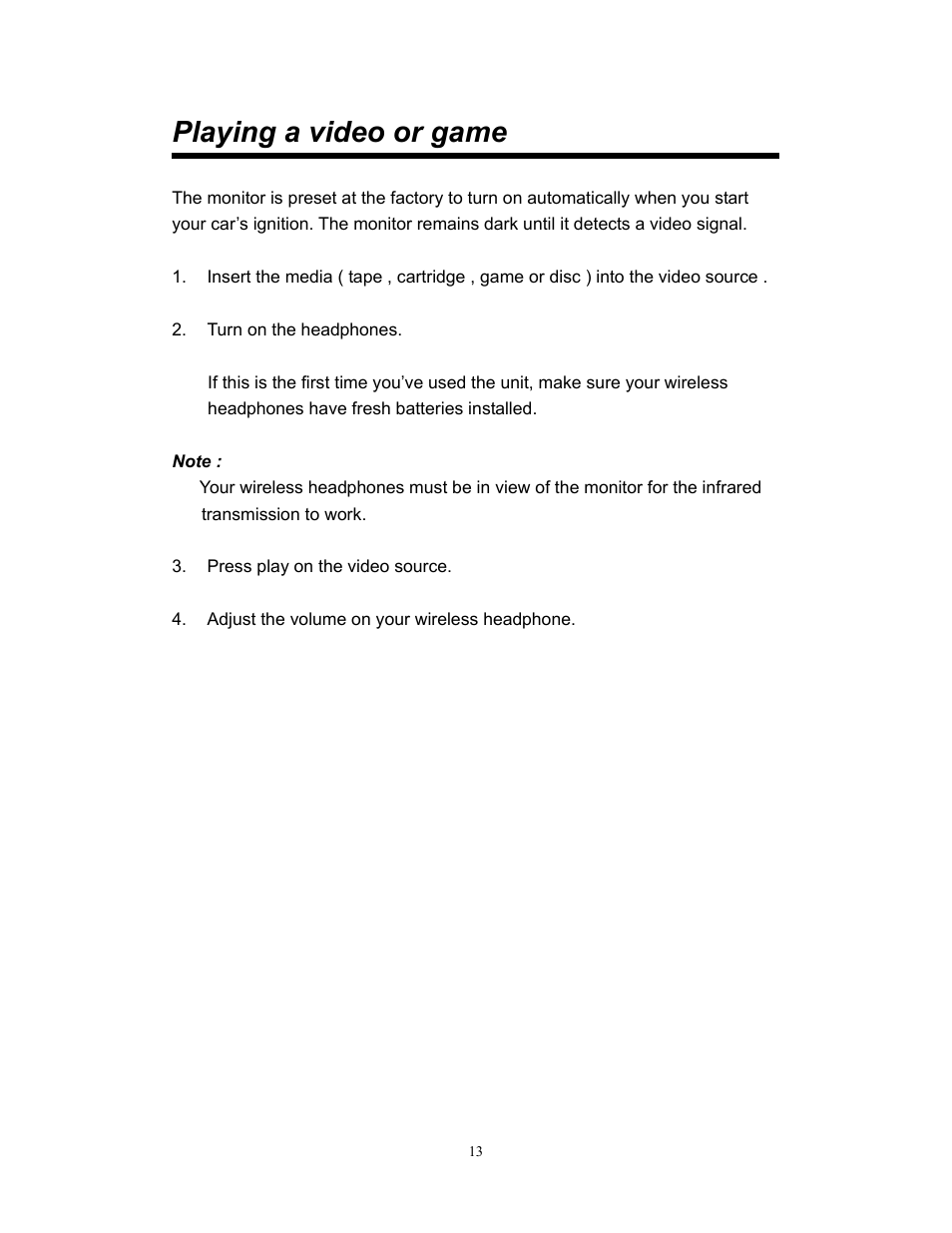 Playing a video or game | Clarion VMA773 User Manual | Page 13 / 33