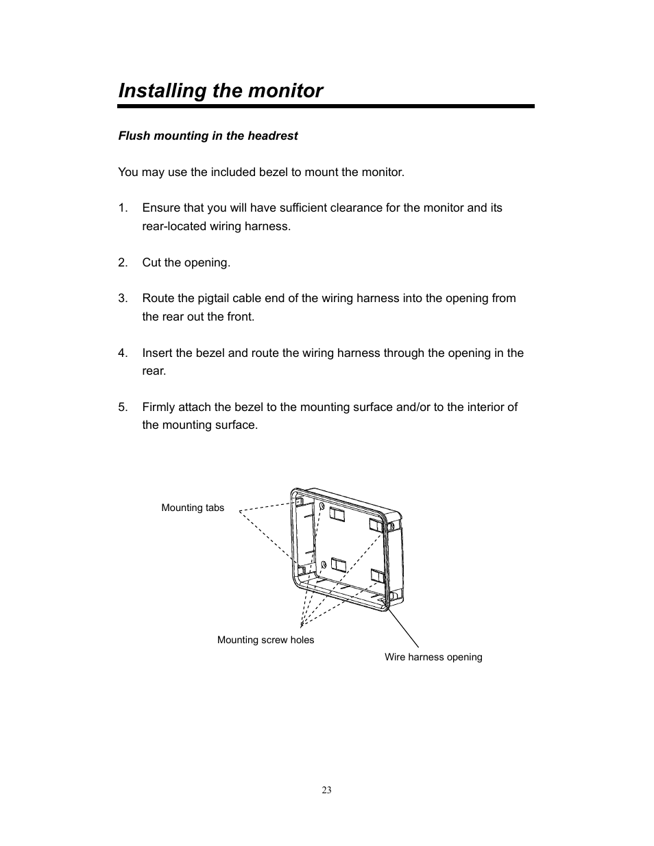 Installing the monitor | Clarion VMA773 User Manual | Page 23 / 33