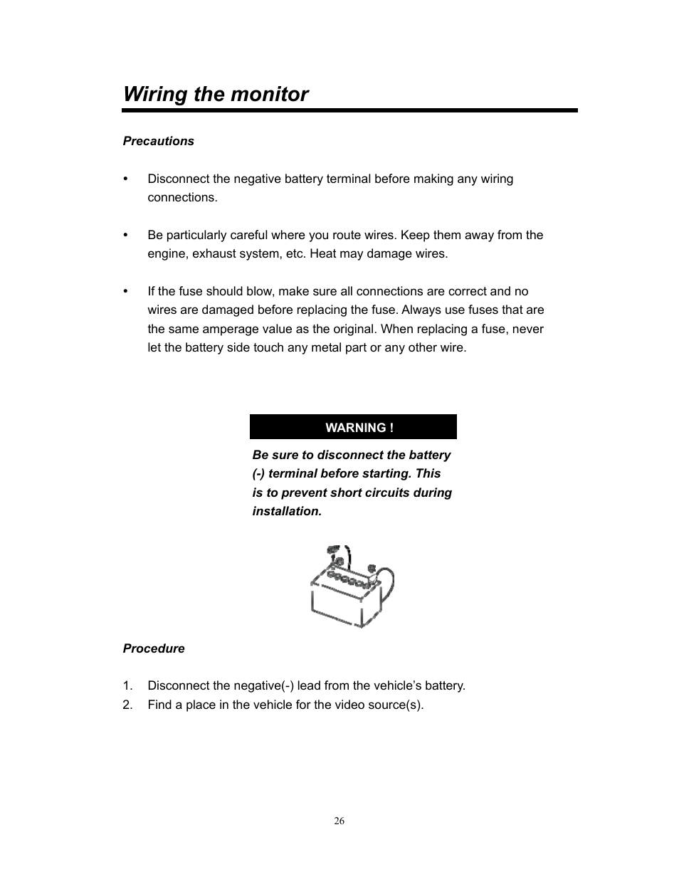 Wiring the monitor | Clarion VMA773 User Manual | Page 26 / 33
