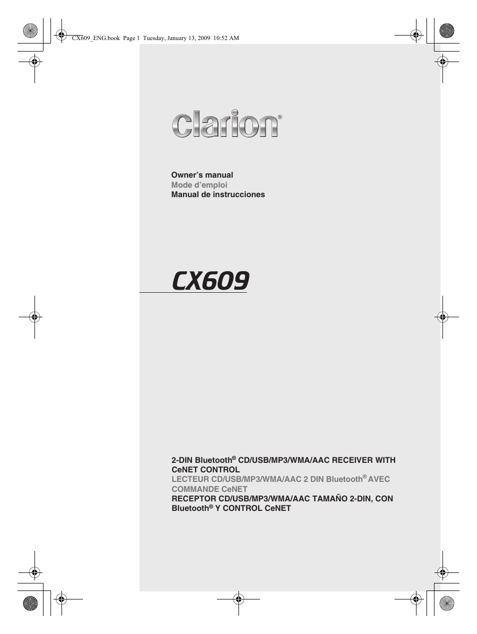 Clarion CX609 User Manual | 38 pages